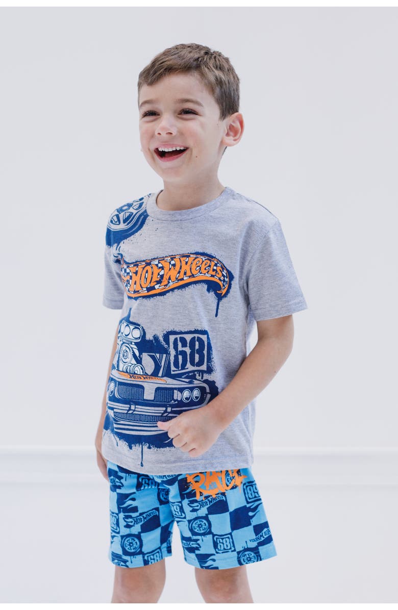 Hot Wheels T-Shirt & Woven Shorts Set, Alternate, color, Gray / Blue