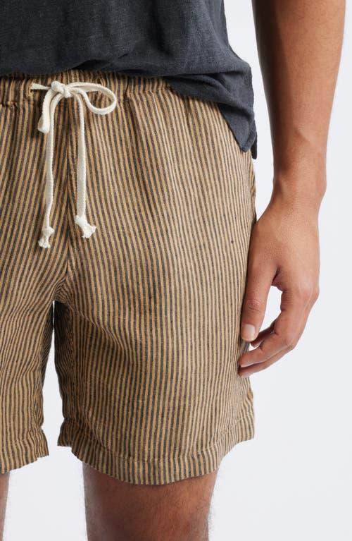 Alex Crane  Bo Linen Drawstring Shorts In Overdye Chai