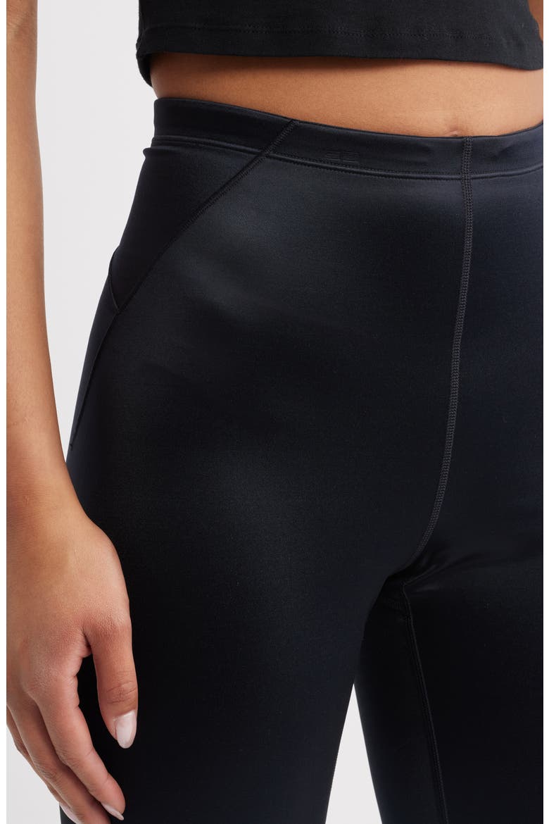 Shine Drawcord Capri Leggings, Alternate, color, NSKM OBSIDIAN