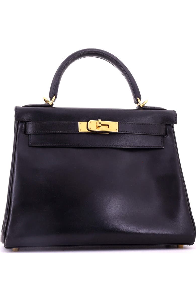 Pre-Owned Hermes Kelly Handbag Black Box Calf with Gold Hardware 28, Alternate, color, Noir