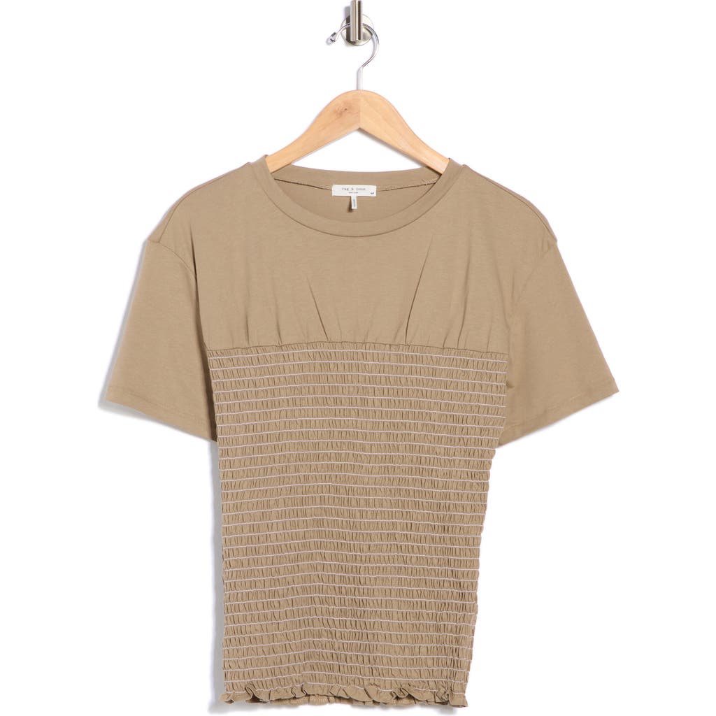 Rag & Bone Smocked Cotton Top In Gray