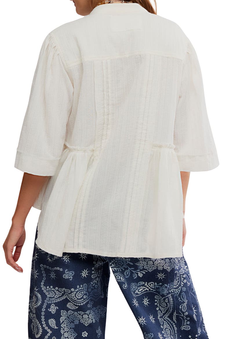 Willow Pintuck Cotton Button-Up Shirt, Alternate, color, IVORY