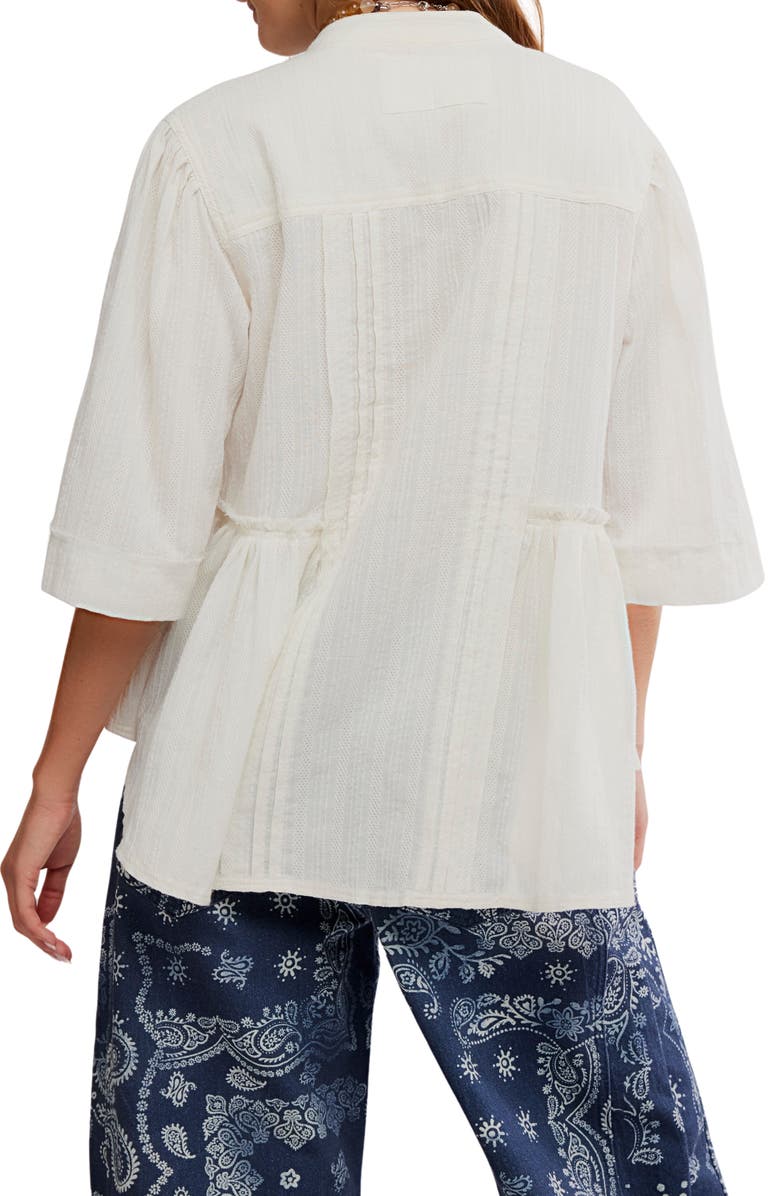 Free People Willow Pintuck Cotton Button-Up Shirt, Alternate, color, Ivory