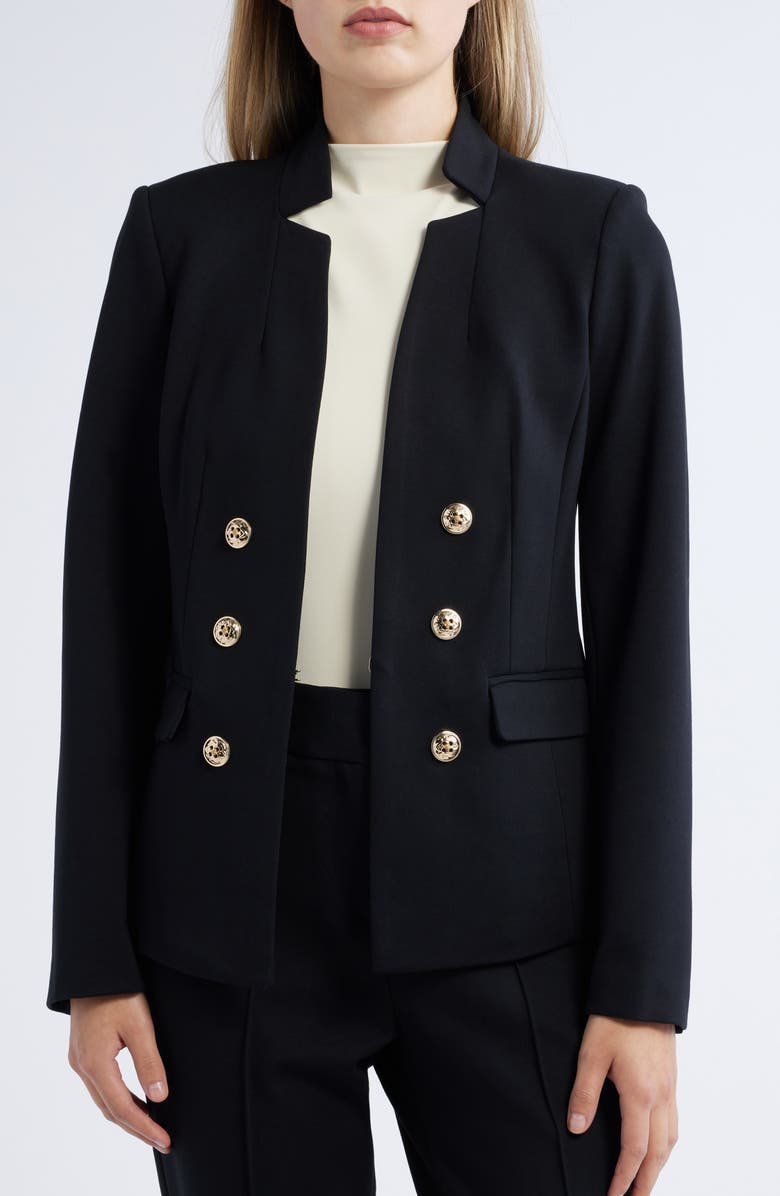 Tahari ASL Faux Double Breasted Stretch Ponte Blazer, Alternate, color, 