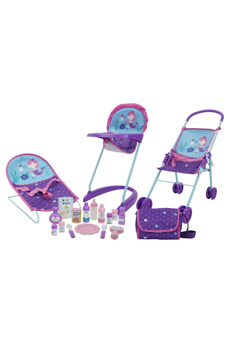 Mermaid Doll Acessories Travel Set, 19 Pieces, Main, color, Multicolored