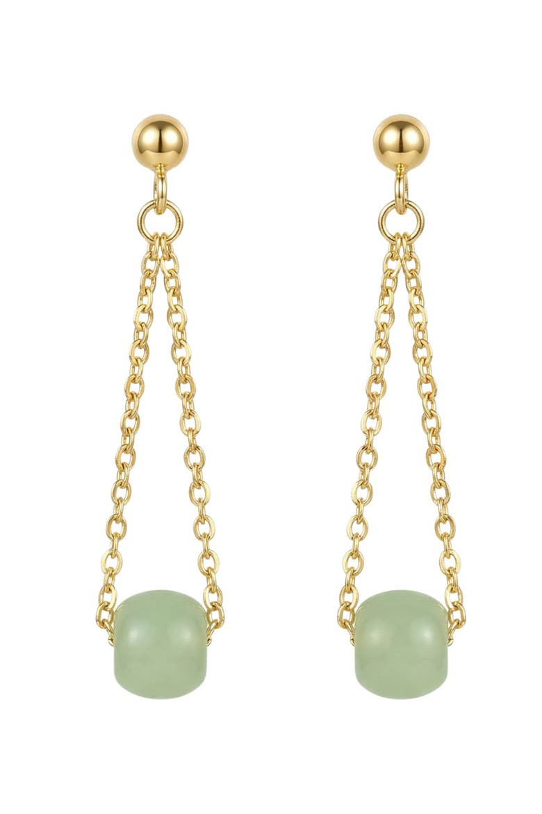 Zodiac collection Libra Skinny gold chain jade earrings, Main, color, Light Green
