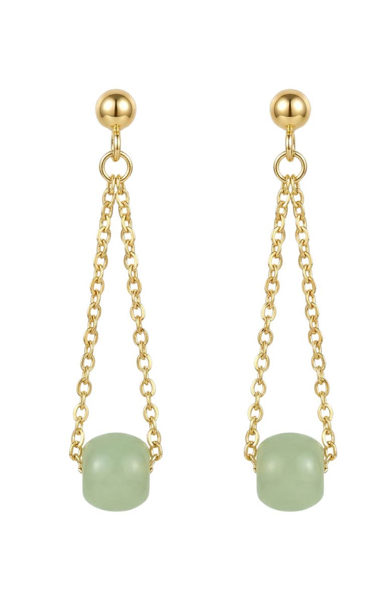 seree Zodiac collection Libra Skinny gold chain jade earrings, Main, color, Light Green