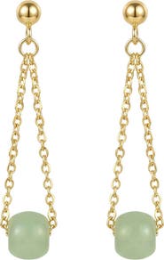seree Zodiac collection Libra Skinny gold chain jade earrings