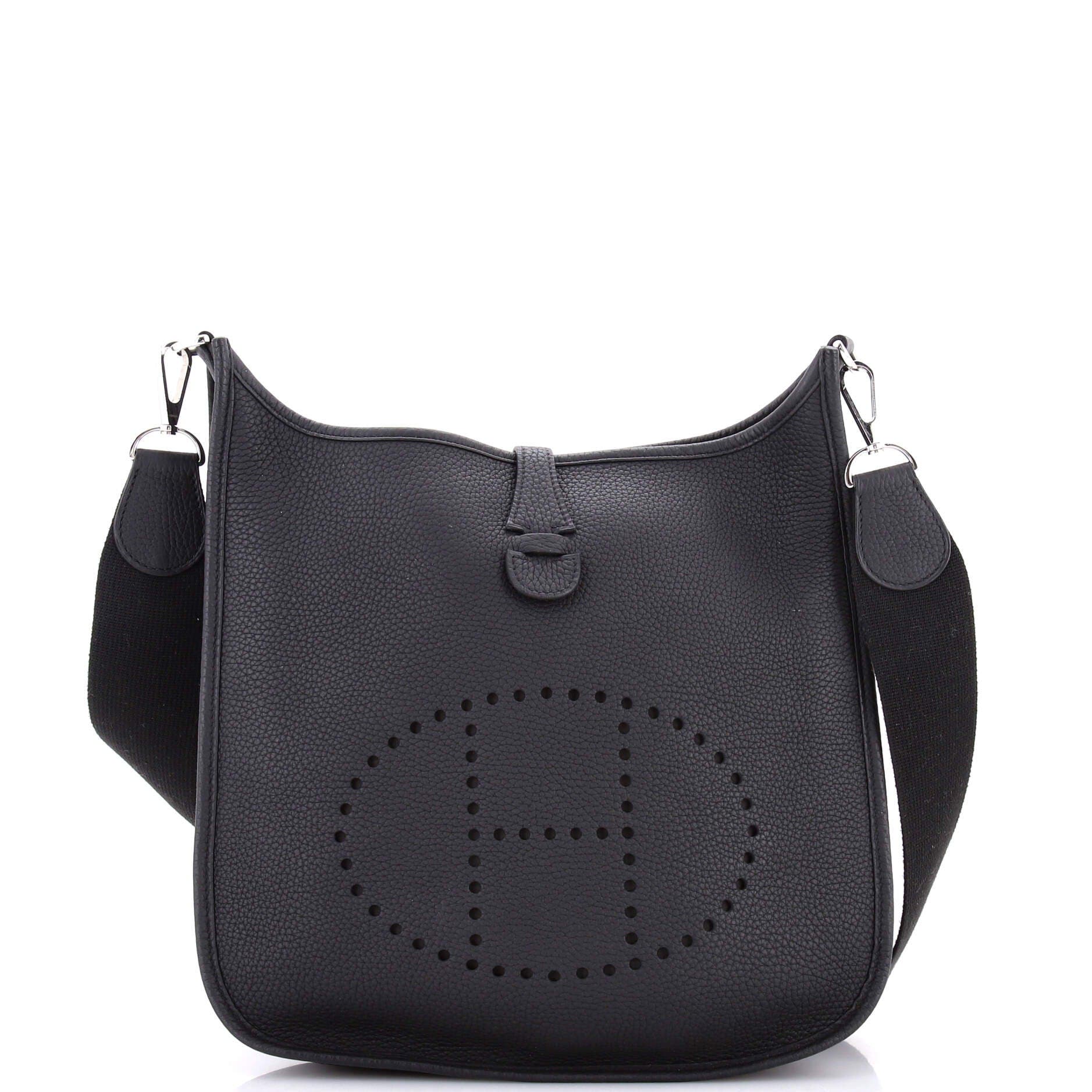 Pre-Owned Hermes Evelyne Bag Gen III Clemence PM, Main, color, Noir