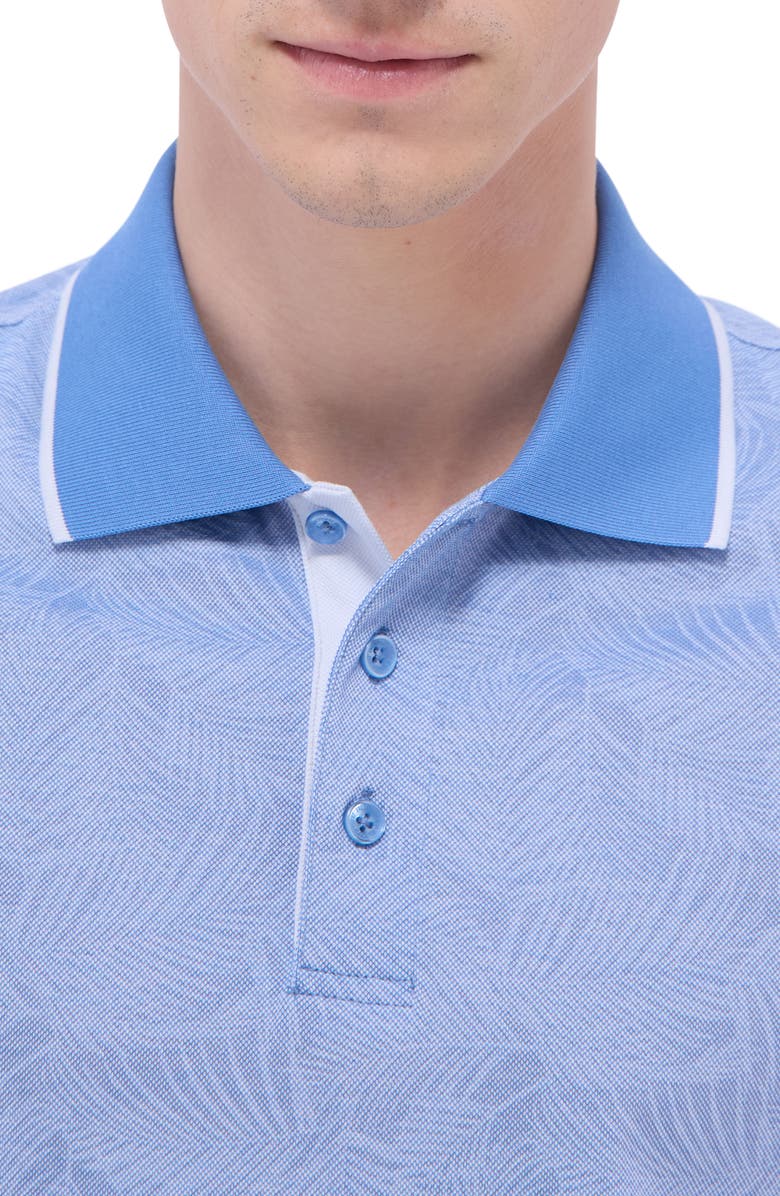 Bugatchi Bird's Eye Leaf Pattern Cotton Polo, Alternate, color, Classic Blue