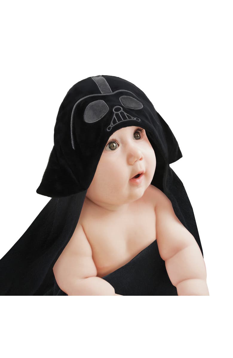 Lambs & Ivy Star Wars Darth Vader Black Luxury Cotton Hooded Baby Bath Towel, Main, color, Black