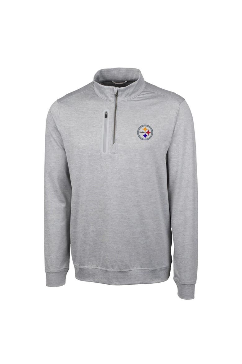Men's Cutter & Buck Heather Gray Pittsburgh Steelers Big & Tall Stealth Quarter-Zip Pullover Jacket, Alternate, color, Heather Gray