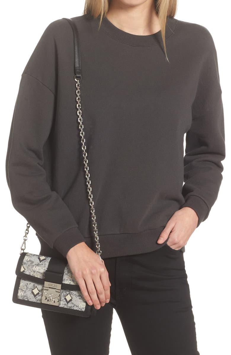 MCM Gretl Vintage Jacquard Monogram Crossbody Handbag, Alternate, color,