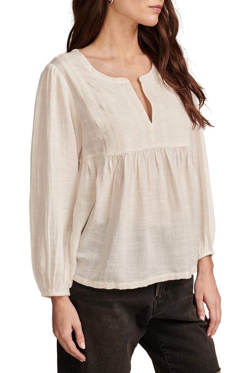Lucky Brand Embroidered Long Sleeve Peasant Top, Alternate, color,