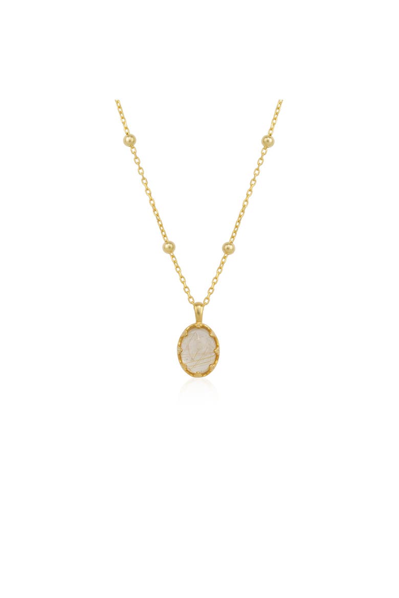 Transparent Moonstone Sterling Silver Pendant Necklace With Beaded Chain, Main, color, Gold