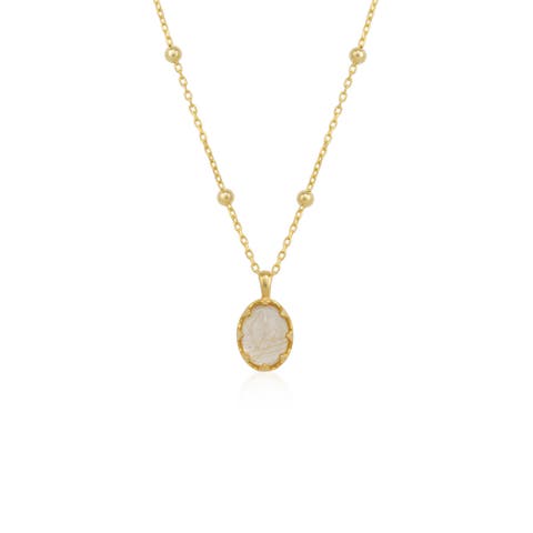 Transparent Moonstone Sterling Silver Pendant Necklace With Beaded Chain
