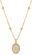 Spero London Transparent Moonstone Sterling Silver Pendant Necklace With Beaded Chain