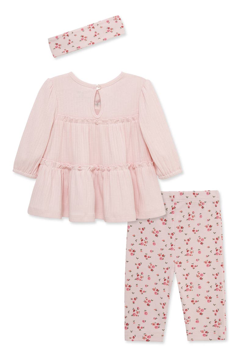 Ditsy Tunic, Leggings & Headband Set, Alternate, color, PINK