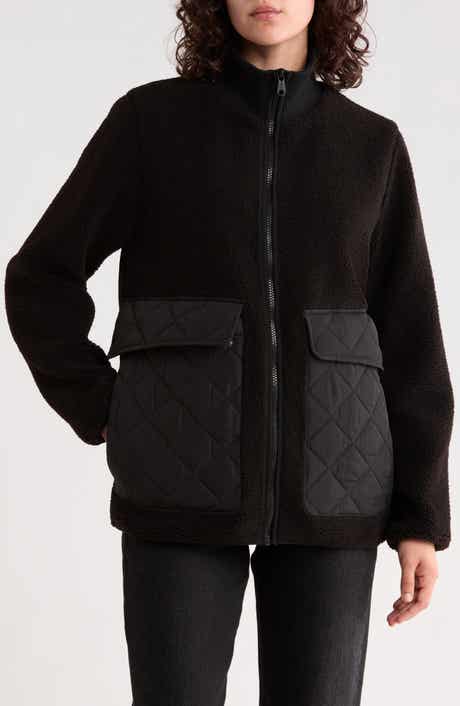 Stand Collar Faux Shearling Liner Jacket