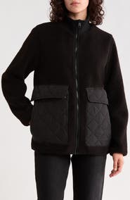 Bernardo Stand Collar Faux Shearling Liner Jacket