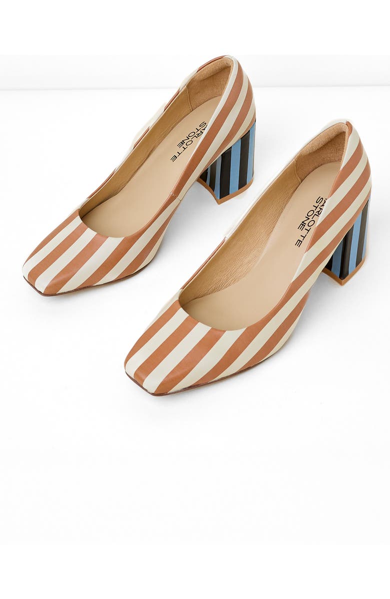 Charlotte Stone Estee Multicolor Square Toe Pump, Main, color, Camel Stripe