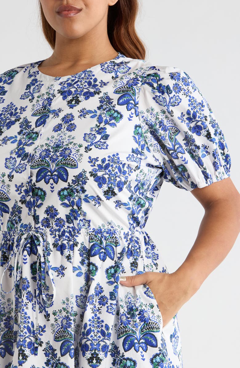 SUGARLIPS Viara Floral Alba Drawstring Waist Cotton Minidress, Alternate, color, 