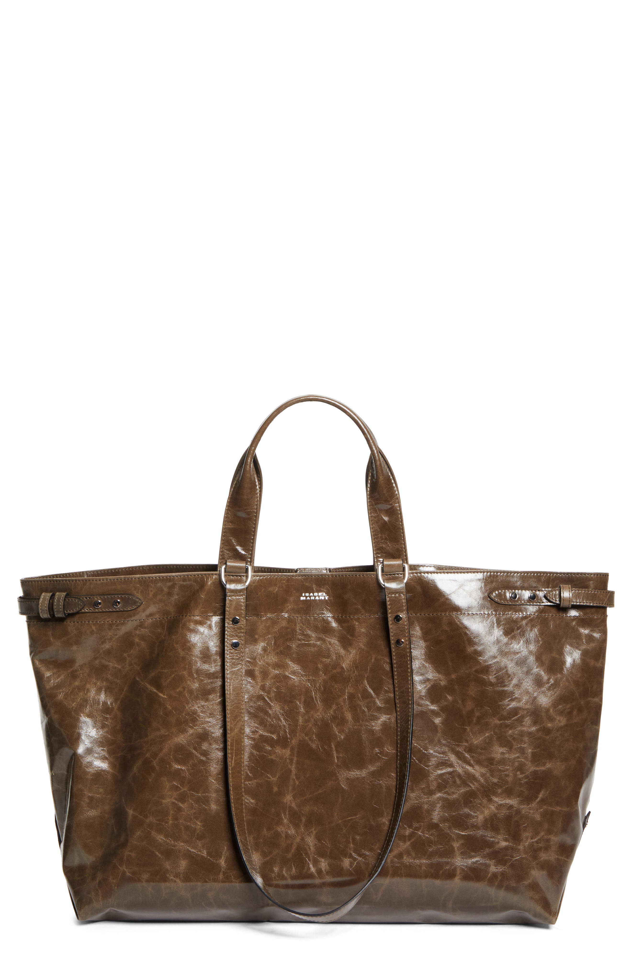 Isabel Marant Winna Leather Tote, Main, color, Moss Green