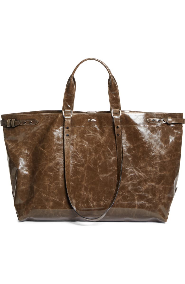 Isabel Marant Winna Leather Tote, Main, color, Moss Green