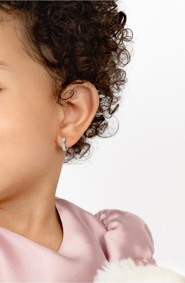 Tiny Blessings Channel Cut CZ 11mm Huggie Hoops Earrings, Alternate, color, Sterling Silver