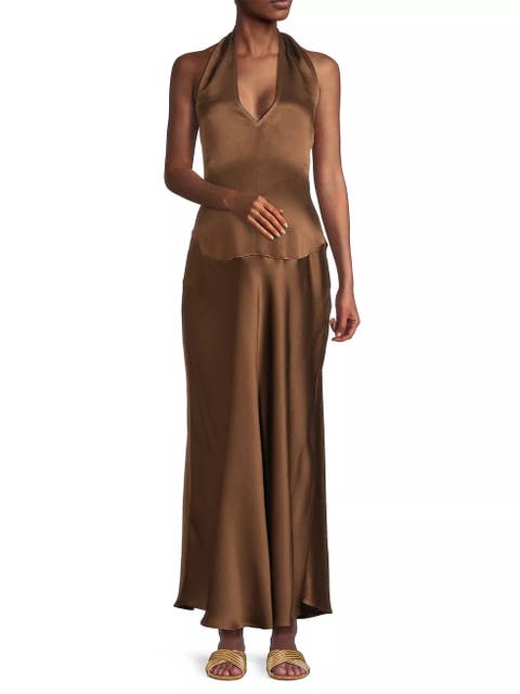 Giselle Satin Halter Dress