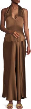 Emilia George Giselle Satin Halter Dress