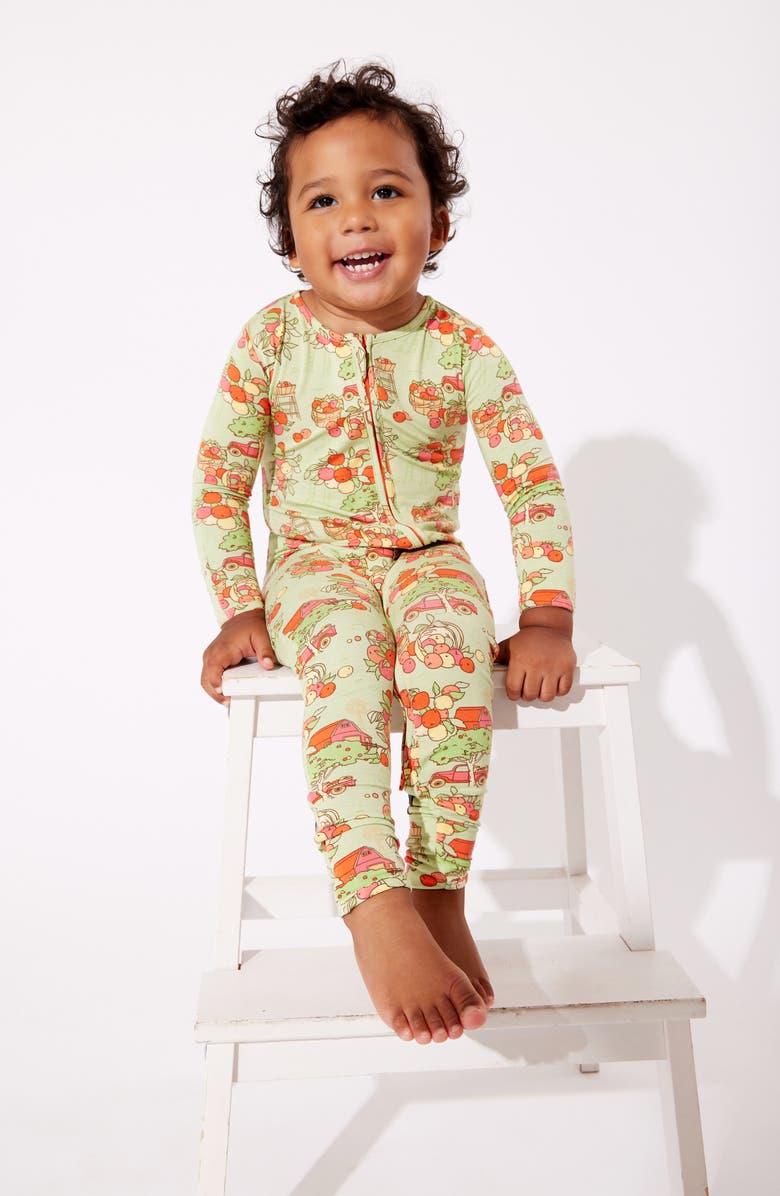 Bellabu Bear Kids' Apple Orchard Fitted One-Piece Convertible Pajamas, Alternate, color, 