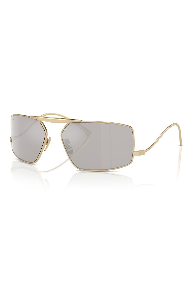 64mm Oversize Rectangular Sunglasses, Alternate, color, PALE GOLD / MIRROR GOLD
