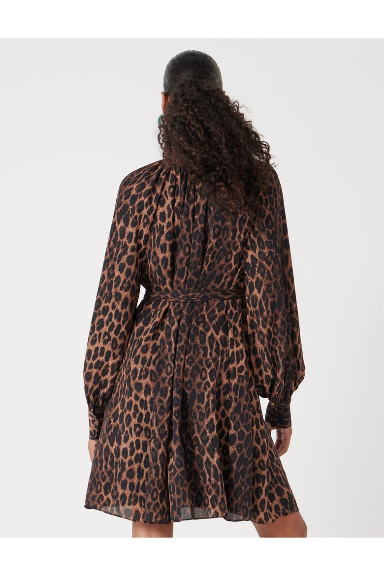 Printed Chiffon Mini Dress, Alternate, color, Natural Leopard Brown