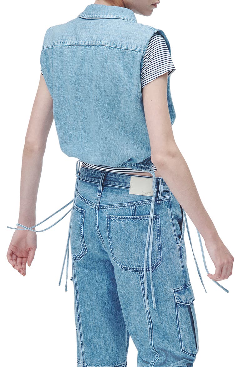 Fiona Ultra Featherweight Sleeveless Denim Crop Top, Alternate, color, BILLIE