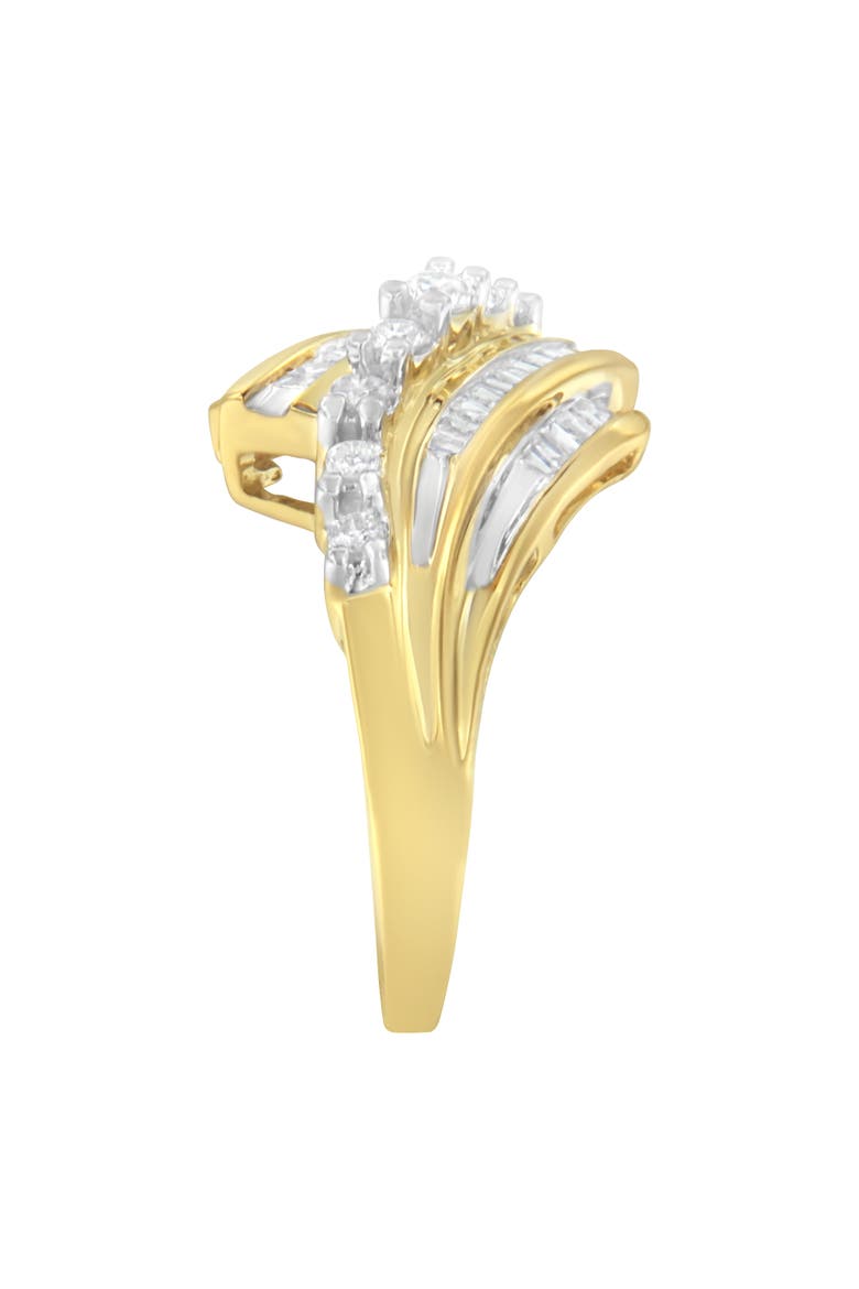 10K Yellow Gold Round and Baguette 1/2 Cttw Diamond-Cut Ring, Alternate, color, Yellow Gold