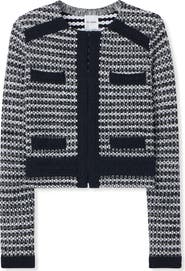 ST. JOHN Bicolor Mixed Knit Crop Jacket