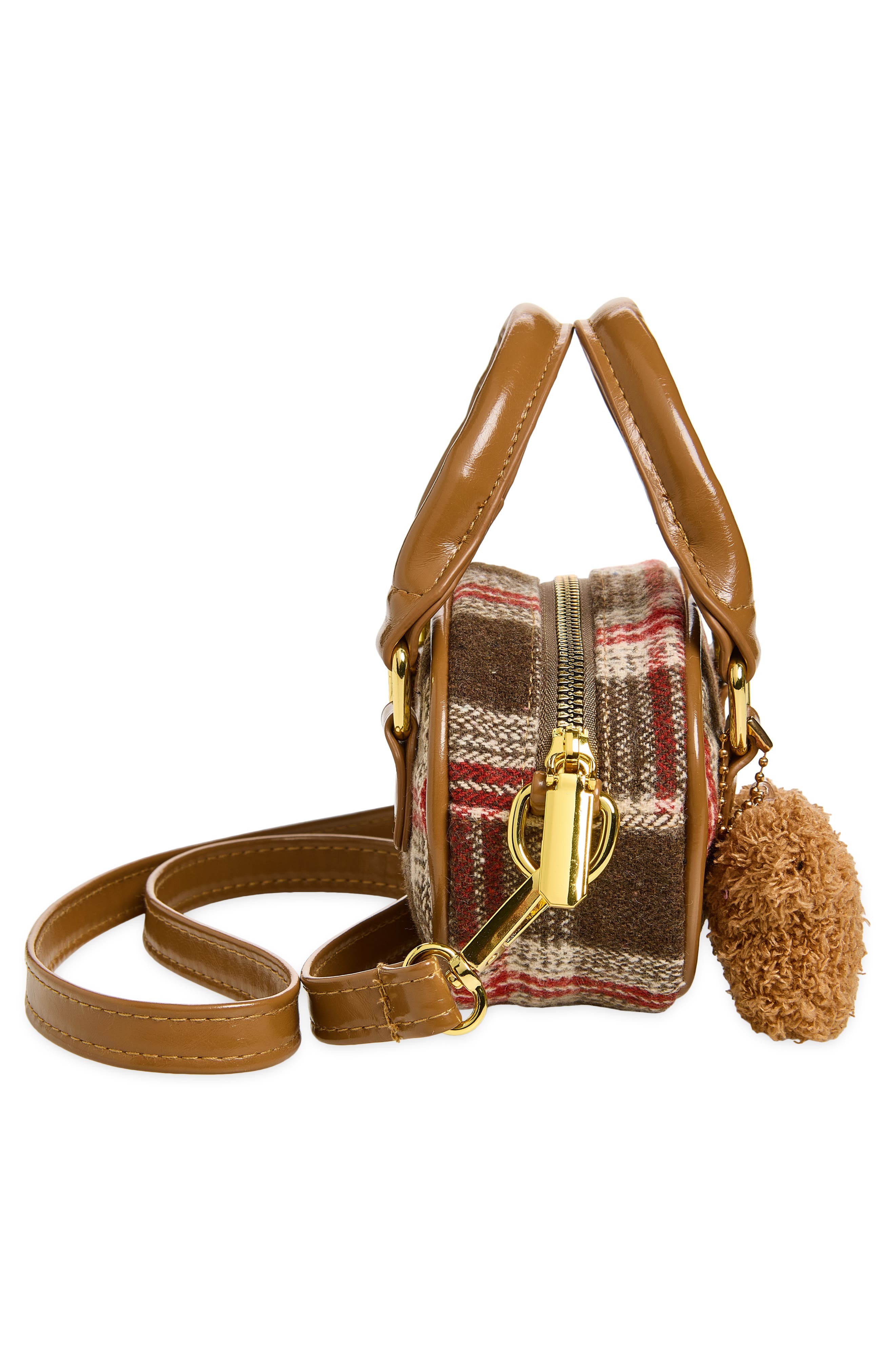 Kids' Plaid Flannel Mini Bag, Alternate, color, BROWN
