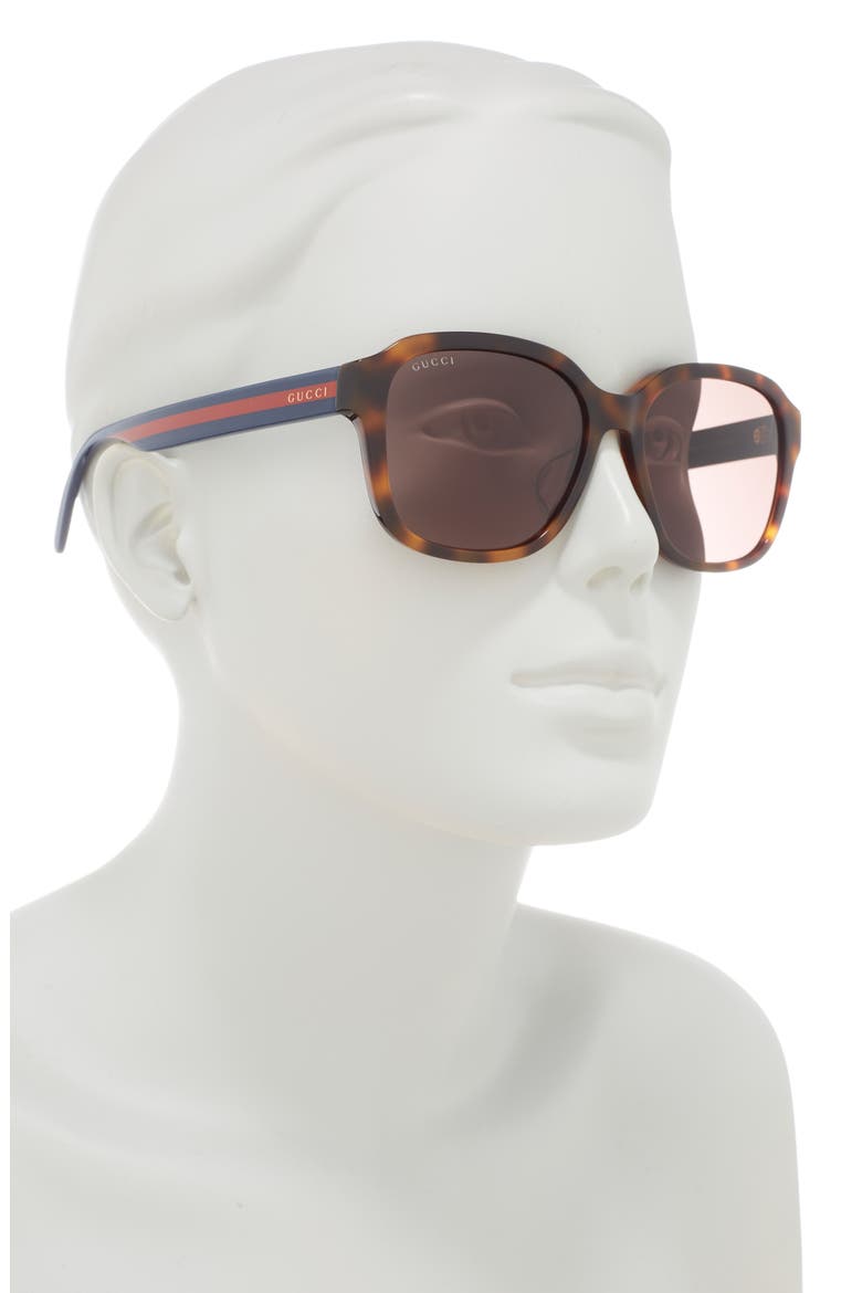 57mm Square Sunglasses, Alternate, color, HAVANA BLUE BROWN