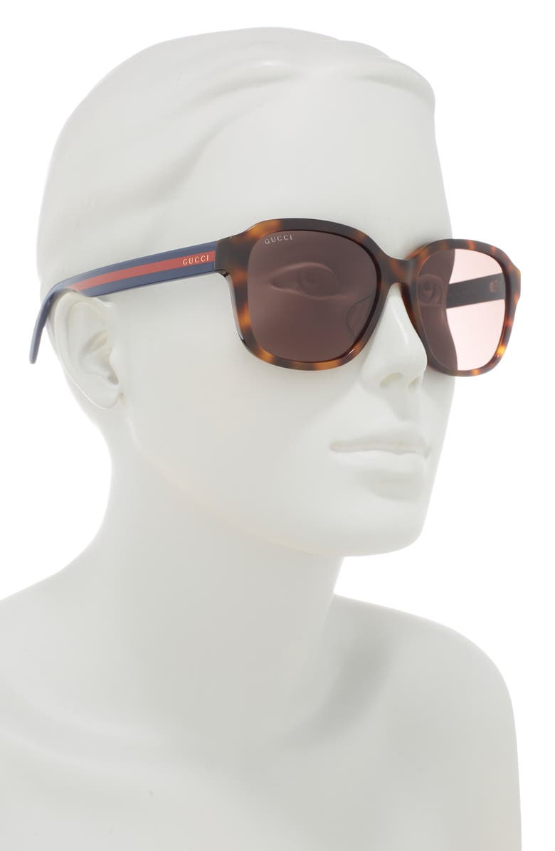 Gucci 57mm Square Sunglasses, Alternate, color, Havana Blue Brown