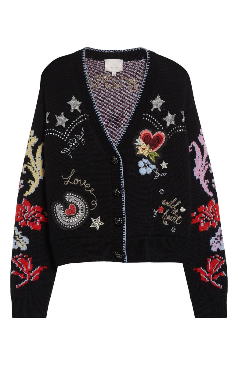 Cinq à Sept Western Collage Wool Blend Cardigan, Alternate, color, Black Multi