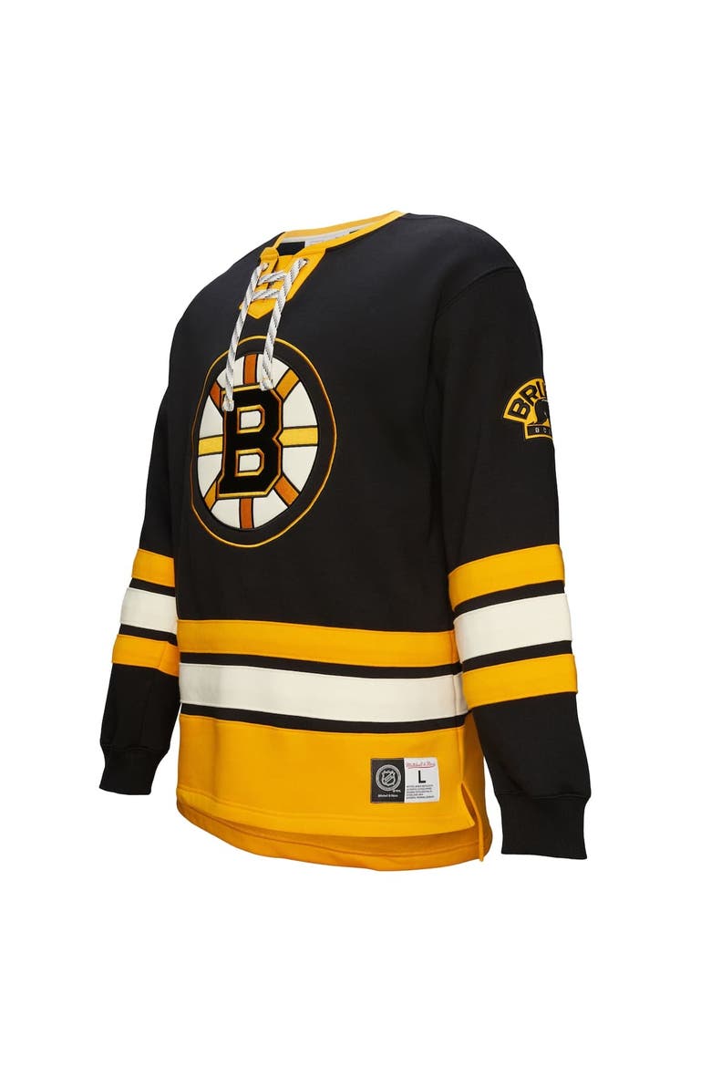 Men's Black Boston Bruins Heritage Lace-Up Pullover Sweatshirt, Alternate, color, Black