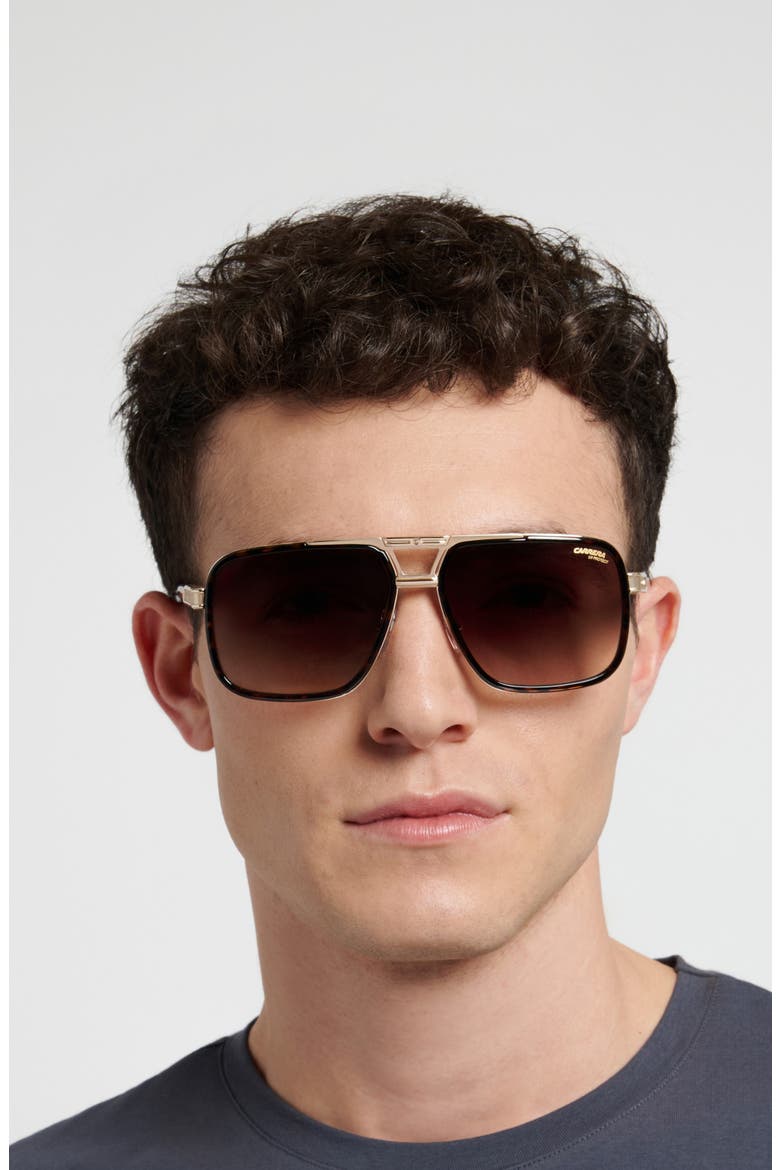 61mm Gradient Rectangular Sunglasses, Alternate, color, HAVANA GOLD/ BROWN SF