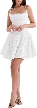 HOUSE OF CB Elara Lace Back Broderie Anglais Minidress