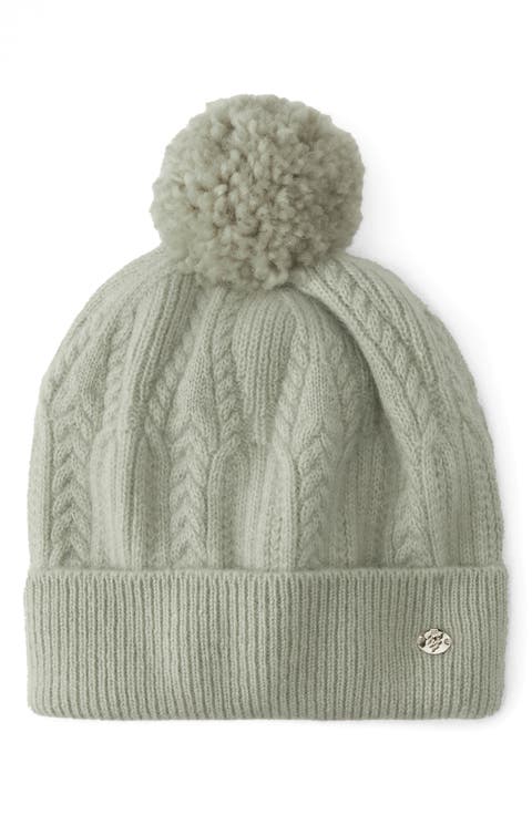 Moss Cashmere Pom Beanie