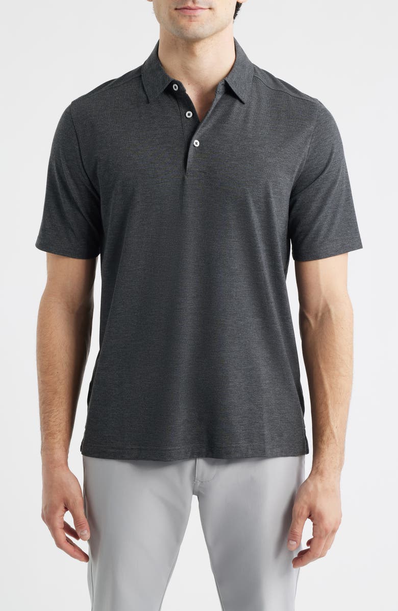 Johnston & Murphy XC+<sup>™</sup> Apex Heathered Performance Polo, Main, color, Charcoal Heather