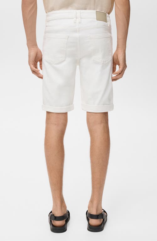 Mango Slim Fit Denim Bermuda Shorts In White