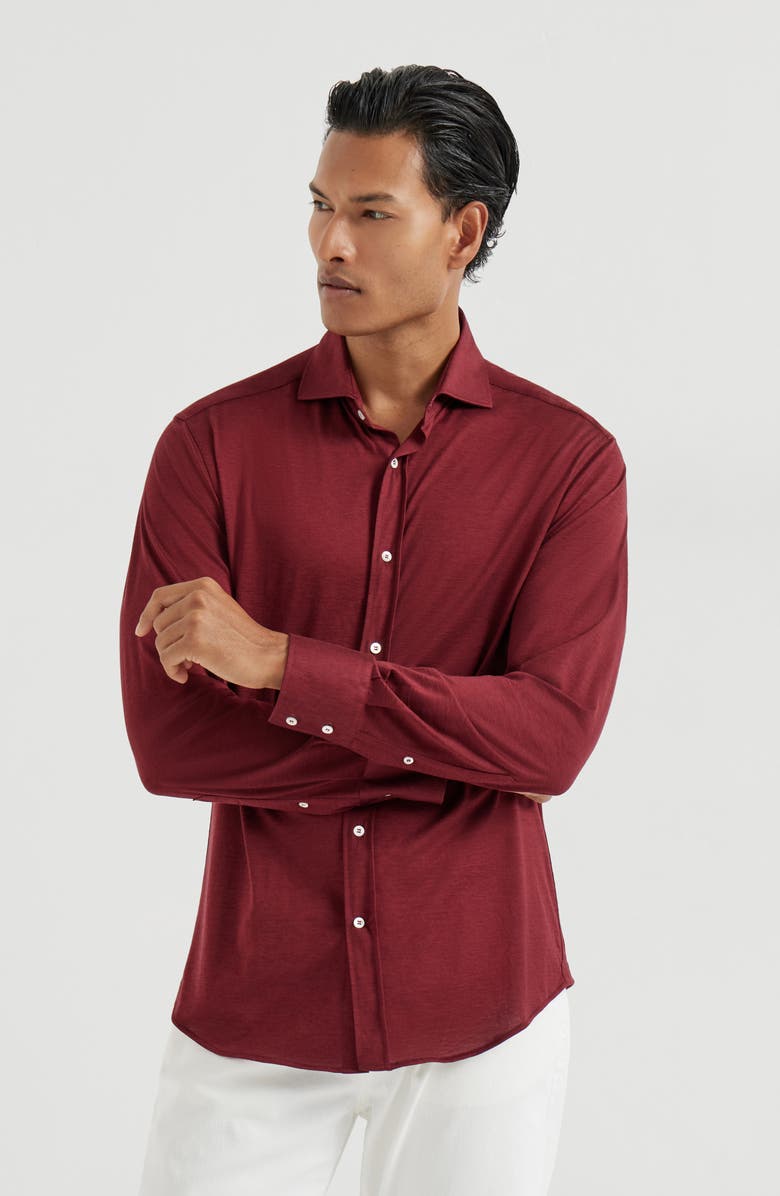Brunello Cucinelli Spread collar shirt, Alternate, color, Cherry