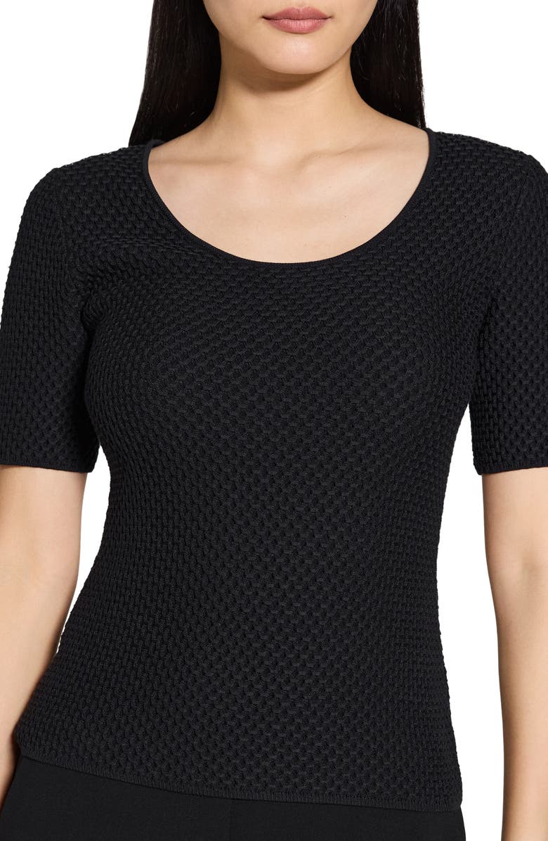 Theory Bleecke Texture Scoop Neck T-Shirt, Alternate, color, Black