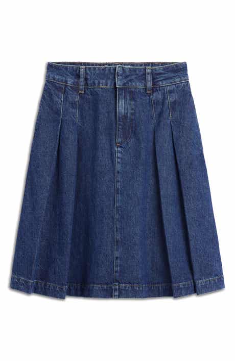 Boden Pleated Denim Skirt